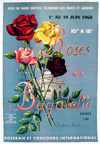 Roses de Bagatelle 1960 (Red and Yellow Roses Blue Background)