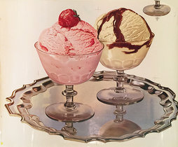 American Die Cut- Strawberry and Vanilla Ice Cream onTray