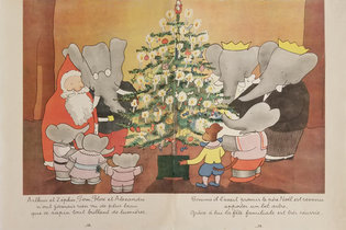 Babar Book Page Illustration Christmas Tree
