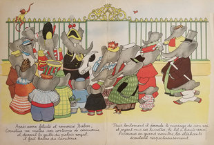 Babar Book Page Illustration Crowd
