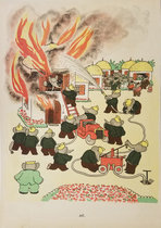 Babar Book Page Illustration - Firefighters