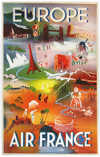 Air France Europe (Colorful Vignettes) 1/4 Sheet