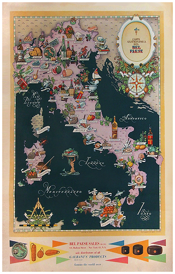 Carpano/Bel Paese - Gastronomical Map of Italy (Food Map)