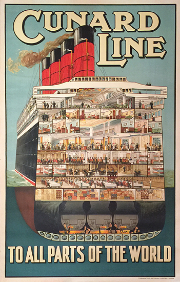 Cunard Line to  All Parts of the World (cutaway)