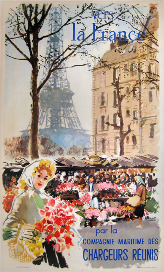 Vers la France Paris Eiffel Tower/ Flower Market