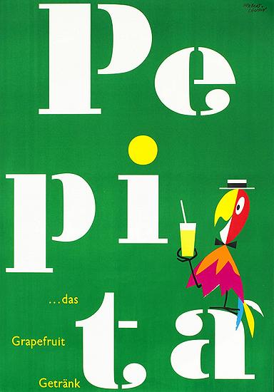 Pepita (Green, White Letters,  with Parrot)