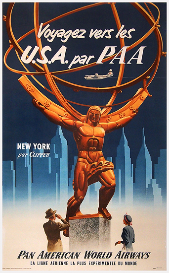                                Pan Am New York (Atlas) Voyages Vers Le USA Clipper