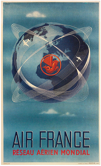 Air France Reseau Aerien Mondial 1/4 Sheet