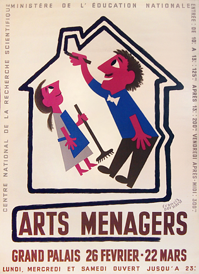 Arts Menagers (Couple in House/ Purple & White) 47x63