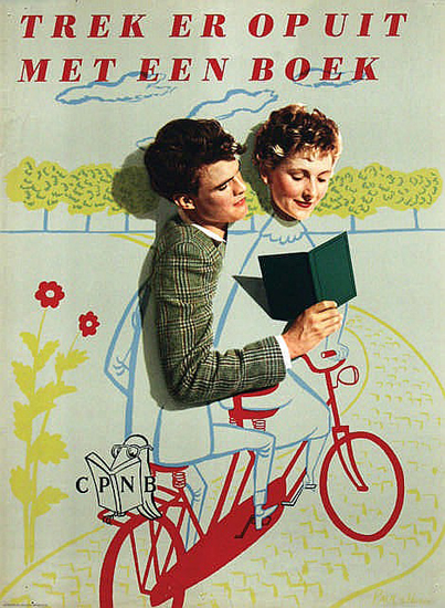 Boekenweek Week Trek Er Op Uit Met Een Boek (Biking Couple)