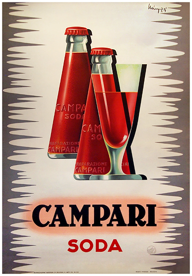 Campari Soda (Bottles and Glass)
