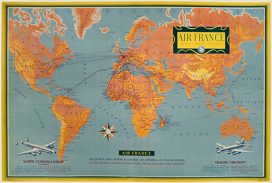 Air France - Route Map (Orange - World Map)