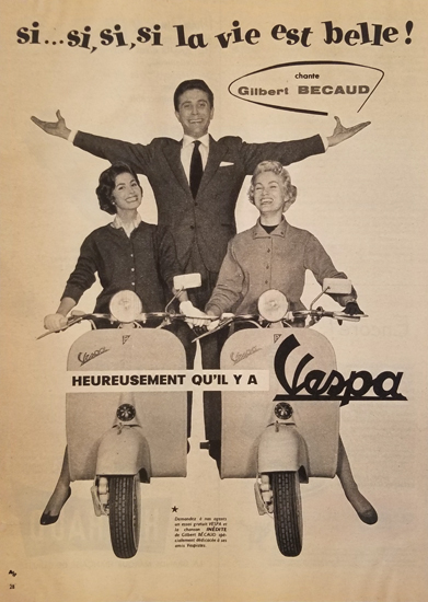Magazine Ad- Vespa with Gilbert Becaud